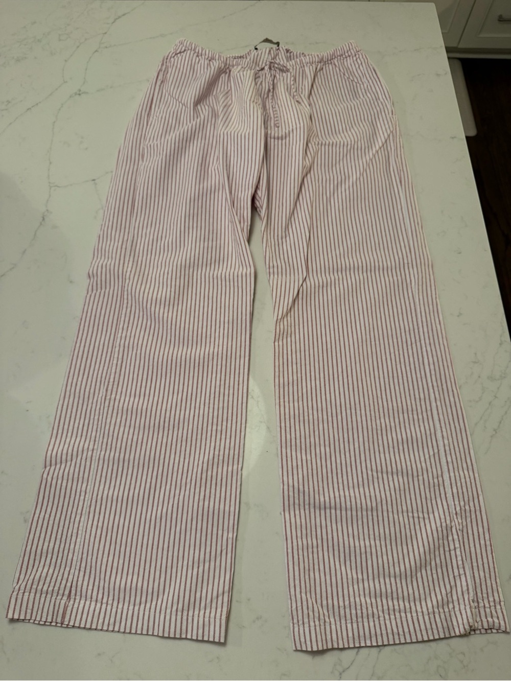 Brandy Melville Pink & White Striped Wide Leg Pants